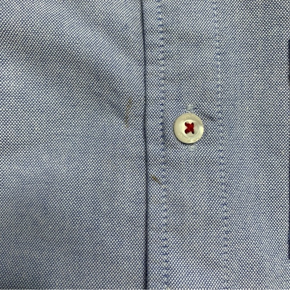 Tutto Piccolo Boy's Light Blue Red Button Down Shirt With Patches Size 12 - Picture 8 of 11
